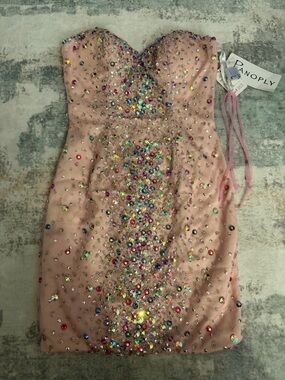 Panoply Blush Pink Strapless Crystal-Embellished Mini Dress NWT
